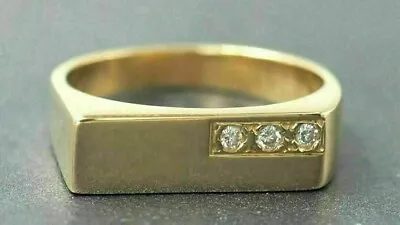 1.50CT Round Simulated Diamond 3-Stone 925 Yellow Gold Finish Pinky Band Ring • $105.67