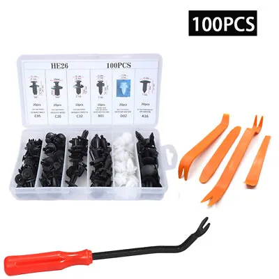 100Pcs Trim Bumper Clips Fender Car Auto Push Pin Rivet Fastener Panel W/ Tool • $9.59