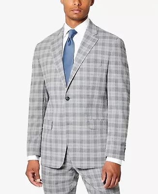 NEW Sean John Men's Grey Plaid Patterned Suit Jacket Gray Size 50L Long NWT • $38.49