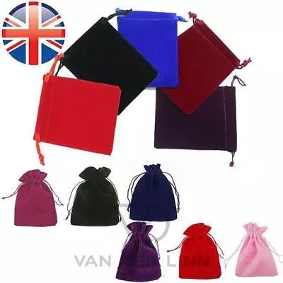 Velvet Gift Bags Wedding Favour Velvet Drawstring Jewellery Gift Bags Pouches • £1.98