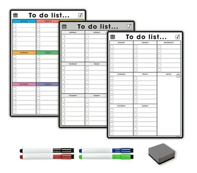 £9.95 • Buy Magnetic Weekly Planner Fridge Whiteboard Memo Board Calendar To Do List Kitchen