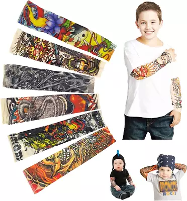 Itoolai Temporary Tattoo Sleeves For Kids Fake Slip On Arm Sunscreen Sleeves • $12.79