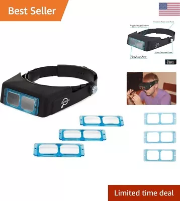 Adjustable Headband Magnifier - 4 Real Glass Optical Lens Plates - Hands-Free • $42.99