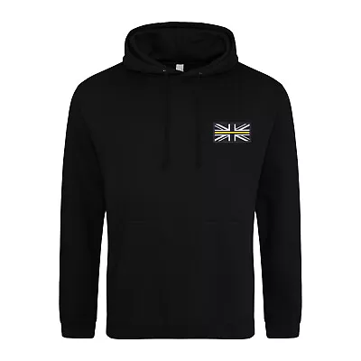 Coast Guard Thin Yellow Line Union Jack Embroidered Hoodie Hooded Sweatshirt • £24.99