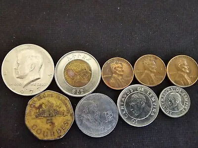 Lot (9) Vintage USA World Coins Collectibles JFK HALF WHEATS LION HONDURAS HAITI • $7.99