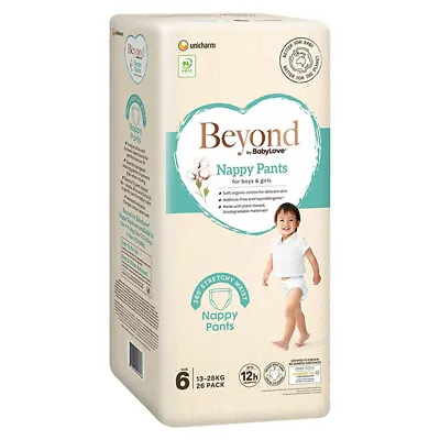 $101.47 • Buy Babylove Beyond Nappy Pants Size 6 Junior 15-25Kg Unisex Nappies Pads 26 Pack