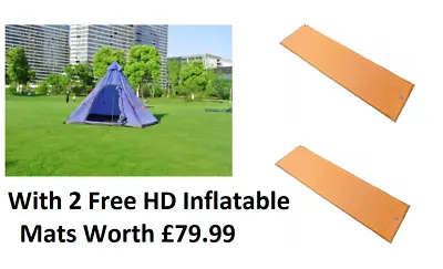 Teepee 6 Berth Tent Camping Tent Waterproofed (Hydrostatic Head) BLUE 2 FREE MAT • £79.99