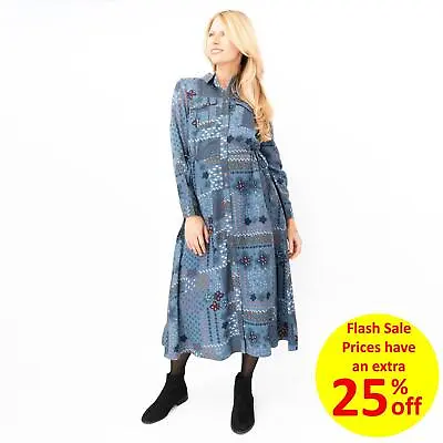 £19.46 • Buy White Stuff Womens Dress Nora Tencel Shirt Collared Blue Long Sleeve Midi