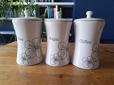 Set 3 Tea Coffee Sugar Floral Kitchen Storage Jars DMD David Mason Design • £25