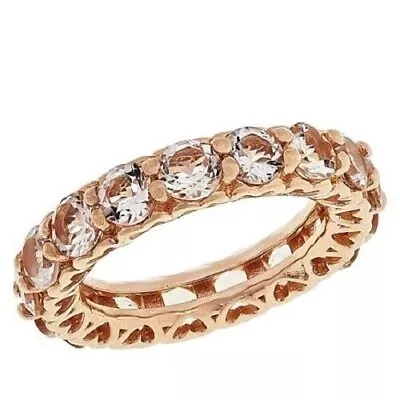 HSN Colleen Lopez Sterling Rose Gold Plated Morganite Eternity Band Ring Size 5 • $65