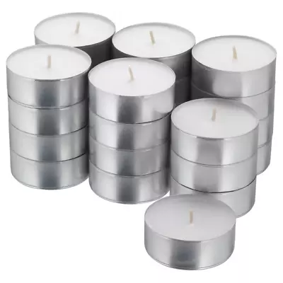 IKEA GLIMMA 38mm Unscented Tealight Candles In Metal Cup 24 Pack 9 Hours Burning • £12.40