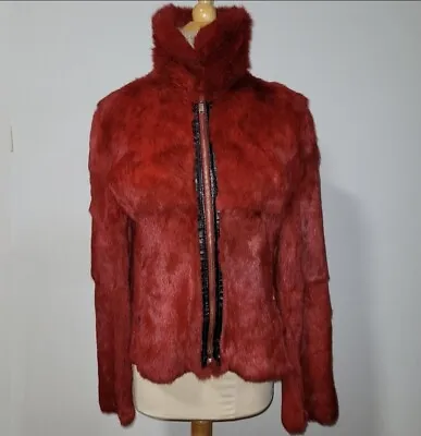 Red Fur And Leather Jacket • $149.99