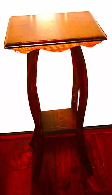 Art Nouveau Oak 2 Tier Pedestal Table / Side Table / Plant Flower Stand • $98.50