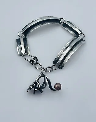 Ed Wiener Vintage Sterling Silver Modernist Charm Bracelet • $800