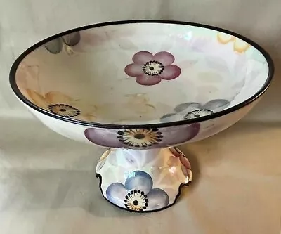 Noritake Handless Compote Deco Pastel Abstract Dogwood Flowers Iridescent Luster • $36.95