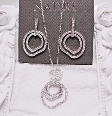 NEW $150 Nadri Rhodium Plated Wanderlust CZ Necklace And Earrings Set • $150