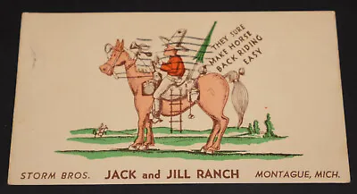 Michigan Montague Mich Jack & Jill Ranch Muskegon Mi 1948 Comic Cowboy Postcard • $9.99