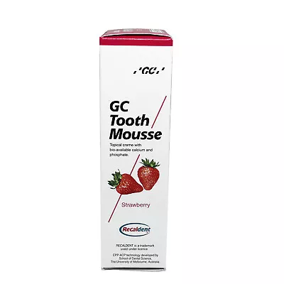 Gc Tooth Mousse Strawberry Topical Tooth Cream With Recaldent 1 Tube Of 40 Gm • $29.80