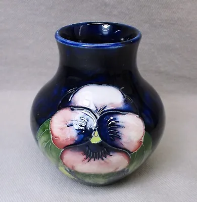 Small Moorcroft Pottery Urn Shape Vase Pansy On Blue Design Made In England • $65