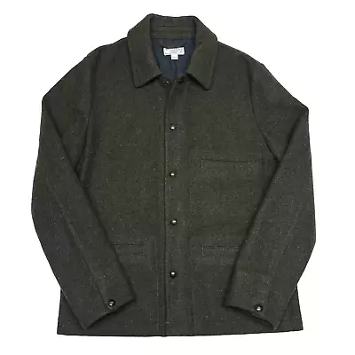 Wallace And Barnes Skiff Jacket MEDIUM Olive Drab Green Wool Pea Coat J Crew Men • $74.95