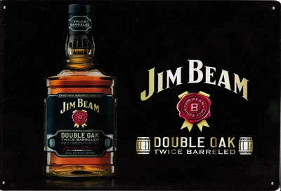 $10 • Buy JIM BEAM DOUBLE OAK Metal Tin Sign Vintage Man Cave Decor Garage Shed Bar Signs