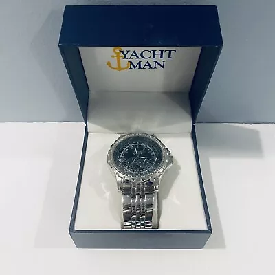 New Yacht Man YM260 Silver Stainless Mens Dial Chronograph Watch *Needs Battery* • $24.89