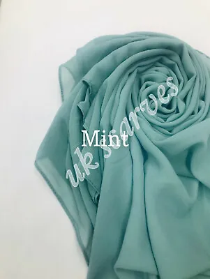 Chiffon Scarf Hijab High Quality Elegant Sarong Shawl Wrap Plain Maxi Soft • £3.89