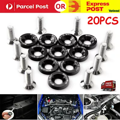 20pcs Billet Aluminum Fender Bumper Washer Bolt Engine Bay Dress Up Kit Black • $10.47