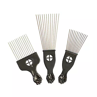 3 Pcs Metal Hair Pick Combs Afro Pick Comb Wide Tooth Hair Pick Comb Salon Using • $12.86