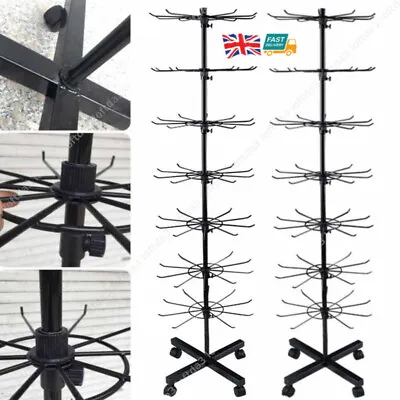 7 Tier Black Display Stand Rotating Spinner Retail Adjustable Hanger Rack Hat • £36.68