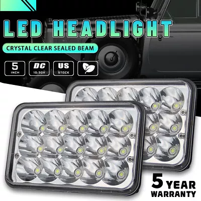 $25.84 • Buy Pair 5x7 7x6 Inch Chrome LED Headlight Hi-Lo Beam For Nissan Pickup Hardbody D21