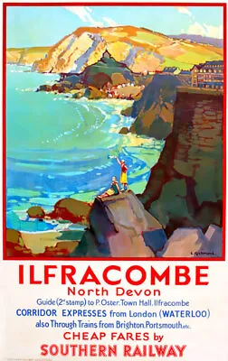 TX475 Vintage Ilfracombe Travel Poster Devon Southern Railway Print A2/A3/A4 • £11.75
