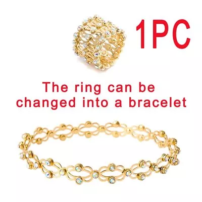 Magic 2-in-1 Retractable Zircon Ornament Ring Bracelet Bangle Women Jewelry New • $2.94