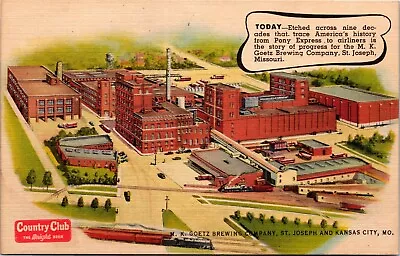 Postcard MO St. Joseph M.K. Goetz Brewing Company Beer Train LINEN 1940s S82 • $24.62