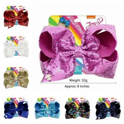 JOJO SIWA Girls Kids Sequin Hair Bow With Alligator Clip Rainbow Bowknot 1pcs  • $8.10