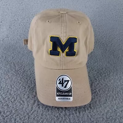 47 Brand University Of Michigan Baseball Hat Adult Strapback Tan Wolverines Cap • $14.99