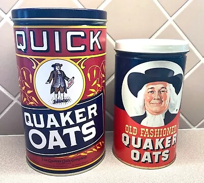 TWO Vintage Quaker Oats Tin Can Collector's Limited Edition 1982 And 1990 • $12