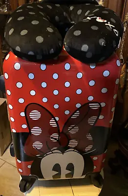 Disney Minnie Mouse Polka-Dot Hard Luggage Carry-On : 18  W/ Neck Pillow & Mask • $70