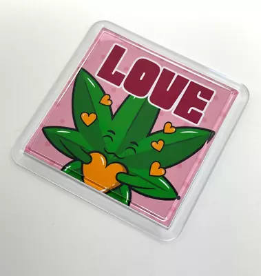 Love Coaster Acrylic Drinks Tea Coffee Cannabis Marijuana Weed Stoner • £3.49