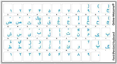 Farsi-persian Keyboard Sticker Transparent Blue Letters New • $9.95