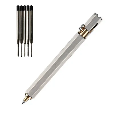 Stainless Steel + Brass Bolt Action Tactical Pen EDC Pocket Ballpoint Signature • $15.42