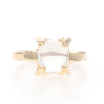 Yellow Gold Moonstone Vintage Solitaire Ring - 14k Oval Cabochon 1.43ct • $359.99