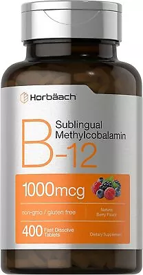 B12 Sublingual 1000 Mcg | 400 Dissolvable Vitamins | Vegan Tablets | By Horbaach • $20.99