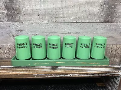 1960’s Vtg Green Spice Shelf With Spice Shakers 7 Pc. Read See!!!! • $14.99