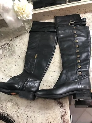 $67.76 • Buy Sam Edelman Sutton Black Leather Zip Over The Knee High Heel Boots Size 6