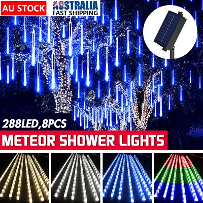 LED Solar Lights Meteor Shower Rain Christmas Tree String Lights Garden Outdoor • $17.99