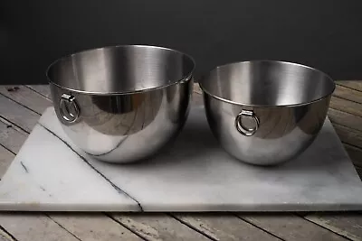 REVERE WARE Stainless Steel Mixing Bowls Hanging D Rings 87-E Made USA-Set Of 2 • $39.99