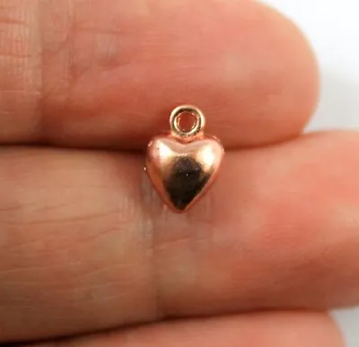 Rose Gold Tone 3D LOVE HEART Charms - Pendant Beads Crafts Cards Bubble • £1.56