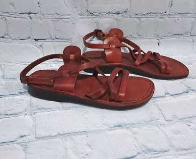 Gladiator Brown Leather Greek Roman Camel Sandals Womens Size 38 ( 7 - 7.5) • $17