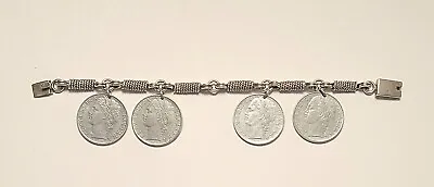 Vintage Sterling Silver Taxco Mexico Bracelet With Italian 100 Lire Coins • $36